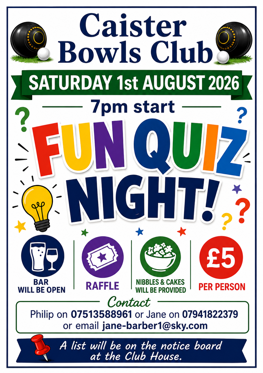 Caister Bowls club quiz night